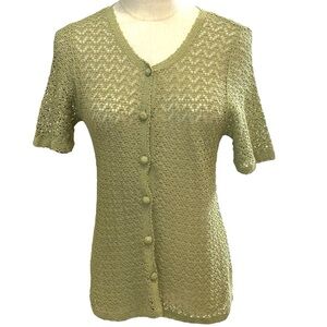 Vtg Crochet Large Hole Open Knit Cardigan Sz M Fairy Cottage Boho Beach Festival